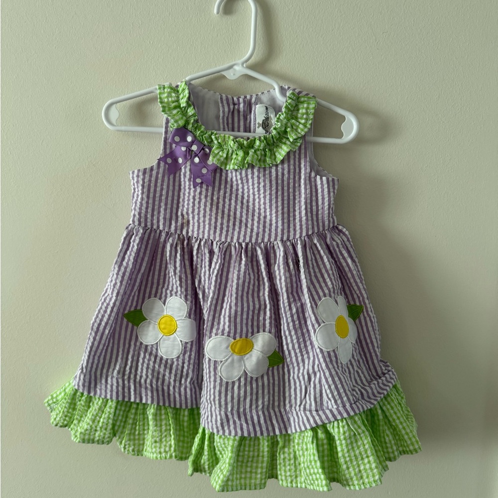 Rare Editions Lavender and Lime Dress with Daisy Accents